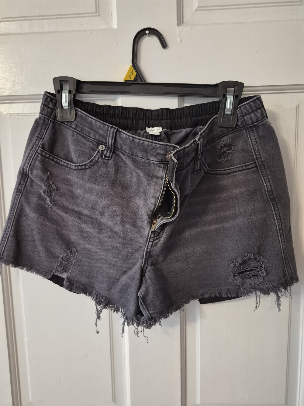 aerie Washed Black Distressed Denim Jean Shorts
